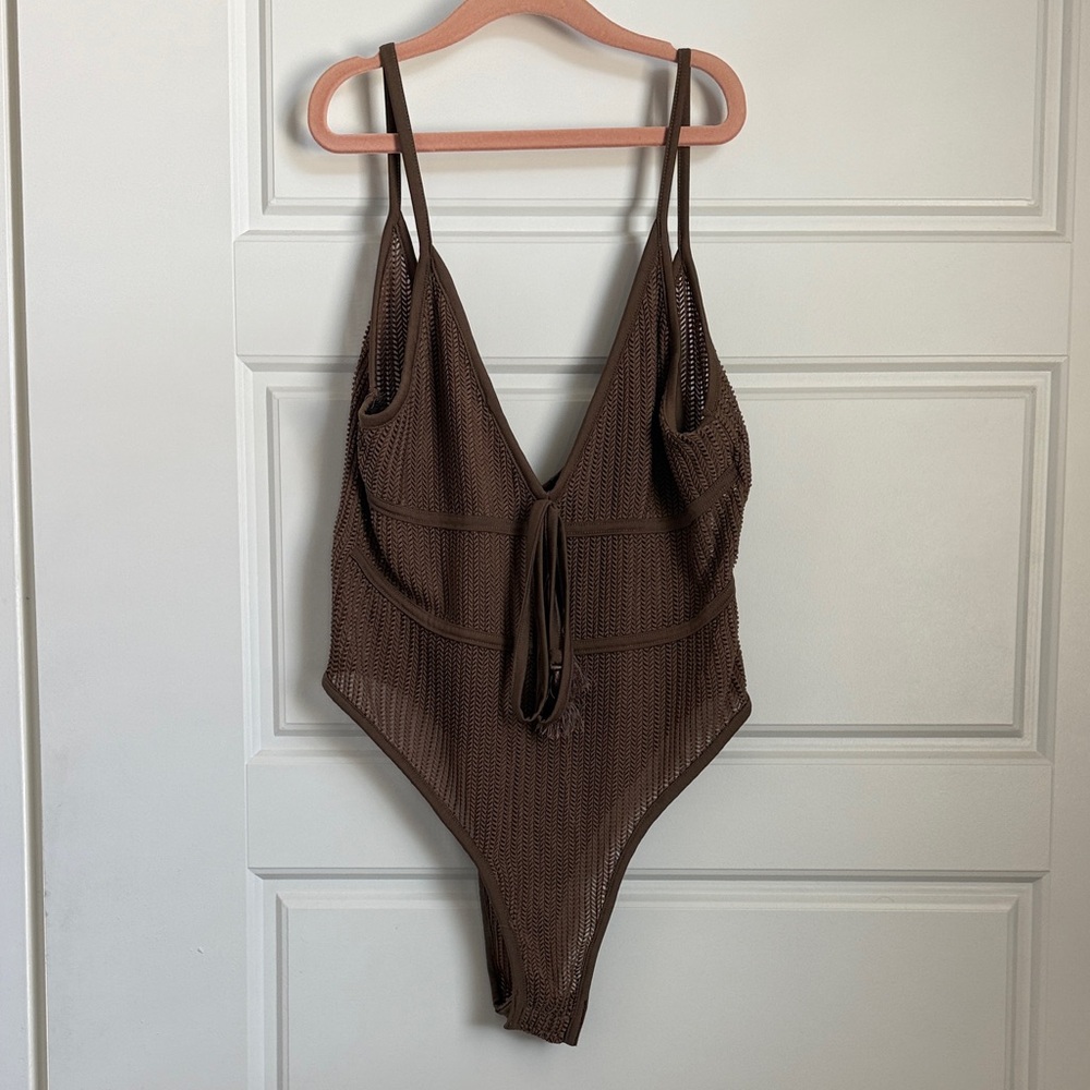 Fashion Nova Brown Mesh Bodysuit